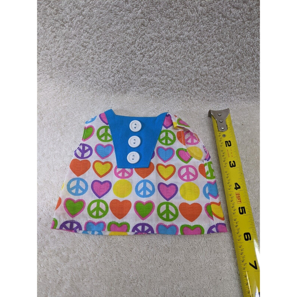 18" Baby Doll Turquoise Pant Outfit With Sleeveless Shirt Hearts/Peace Signs - Picture 5 of 5